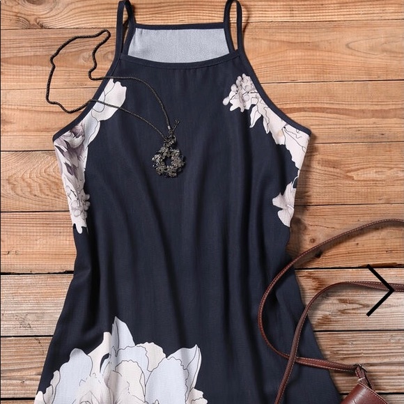 Blue Floral Sleeveless Mini Dress Size M - Picture 5 of 10